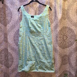 Brett Alixander Floral Mini Dress Womens 18 Blue Green Y2K Form Fitting USA